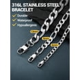 thumbnail image 6 of PROSTEEL Bracelet for Men Stainless Steel Figaro Chain Wrist Link Bracelets 6MM 7.5 inch Boyfriend Silver Birthday Father Day Jewelry Gift for Him Dad Son Adult Age, 6 of 8