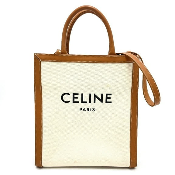 Pre-Owned CELINE 192082BNZ.02NT Vertical Cabas Bag 2WAY Tote Bag Shoulder Bag Natural... (Good)