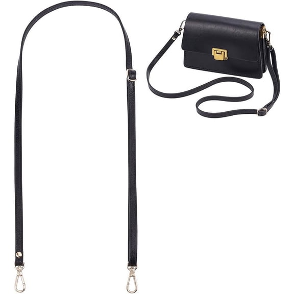 Adjustable Leather Shoulder Bag Strap Replacement 43.3 Inch PU Leather Crossbody Bag Strap with Swivel Hooks Thin PU Leather Purse Strap for Messenger Bag Clutch Bag Handbag Black Black DIY