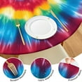 thumbnail image 4 of Colorful Rainbow Tie Dye Spiral Pattern Round Fitted Tablecloth with Elastic Edge,Dining Table Cover Waterproof,Outdoor Round Tablecloth for Camping,Dining,Indoor and Outdoor, 4 of 7