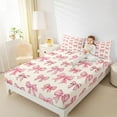 thumbnail image 4 of Feelyou Fashion Pink Ribbon Bed Sheets for Kids, Polkadots Bowknot King Sheets, Kawaii Bow-tie Bow Sheet Set, Lightweight Room Decor, 4pcs, 4 of 7