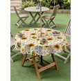 thumbnail image 4 of Outdoor Tablecloth with Umbrella Hole for Patio/Picnic/Party/Camping, Vintage Sunflower Waterproof Table Cloth Round Cover Washable, Summer Botanical Farmhouse Floral (Dia 54"), 4 of 8