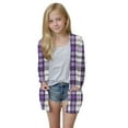 thumbnail image 2 of Favoffer Girls’ Plaid Print Cardigan Open-Front Long Sleeve Coat with Pockets Fall Wear Big Kid 5-14Y, 2 of 7