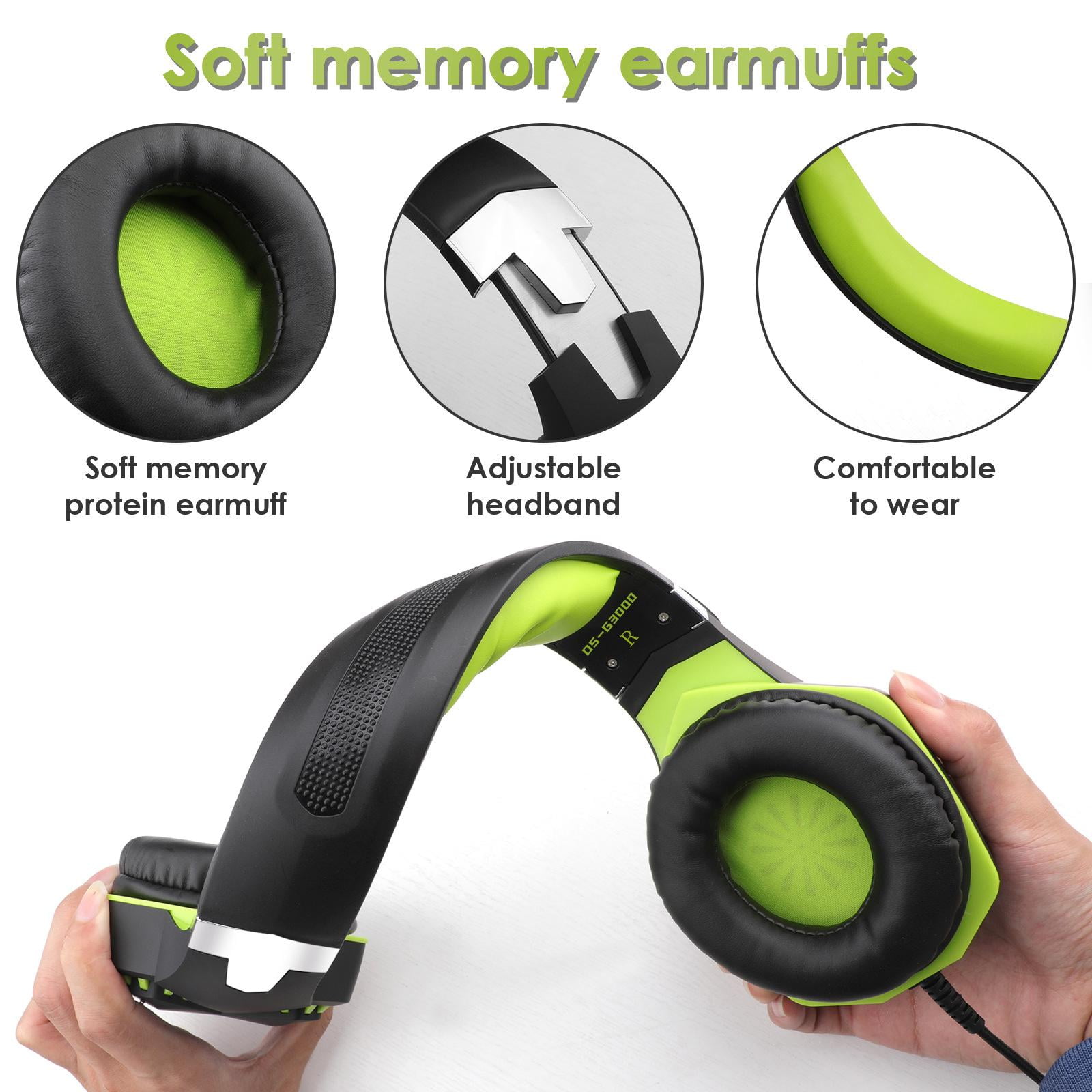 3.5mm Wired Gaming Headphone Good Sound Quality Over-Ear Headset with Microphone Soft Memory Earmuffs