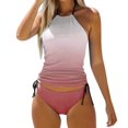 thumbnail image 1 of FhsagQ Ensembles de Maillots de Bain pour Femmes Justaucorps Complet Maillot de Bain Tankini 2 Pcs Maillot de Bain Normal Dos Nu 2 Pcs Imprimé Réglable Couleur Imprimée Bretelles Rembourrées Maillots de Bain Vacances Plage TTG, 1 of 4