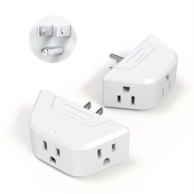 MesaSe 2 Pack JCBLAON Multi Plug Outlet Extender - 3 Way Outlet Wall Adapter Cruise Essentials Electrical Wall Outlet Splitter Small Multiple Plug Expander For Cruise Ship Home Office
