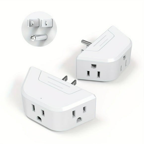 MesaSe 2 Pack JCBLAON Multi Plug Outlet Extender - 3 Way Outlet Wall Adapter Cruise Essentials Electrical Wall Outlet Splitter Small Multiple Plug Expander For Cruise Ship Home Office