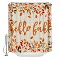 thumbnail image 2 of Hello Fall Waterproof Fabric Shower Curtain, Orange Red Maple Leaf Botanical Rustic Shower Curtain for Bathroom Curtains Bathtubs Hotel Washable Shower Curtains with 12 Hooks Small 36x72in, 2 of 6