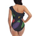 thumbnail image 3 of Hypno Veggies One Piece Swimwear One Shoulder Ruffle Swimsuit Women Backless Bathing Suit Hypno Hypnosis Veggies Vegetable, 3 of 5