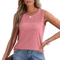 thumbnail image 2 of Otntypg Womens Summer Tank Top Casual Solid Color Ruched Pleated Sleeveless Tops Loose Fit Solid Color Crewneck Trendy Shirts Outfits Clothes Pink M, 2 of 6