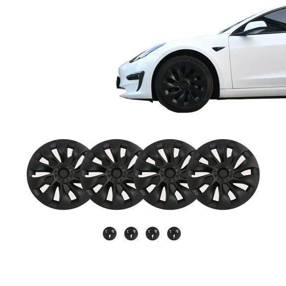 Set of 4 Wheel Covers Hubcaps Cyclone Style For 2017-2023 Tesla 3 18 inch Wheel Except Highland