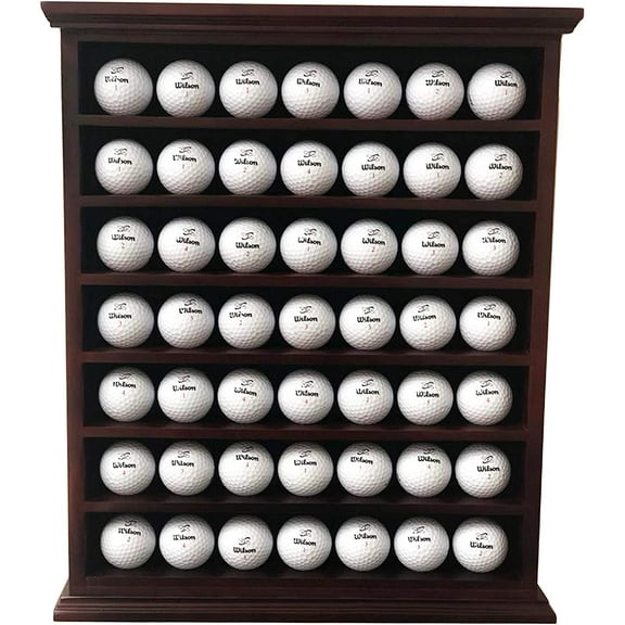 DECOMIL - 49 Golf Ball Display Case Cabinet Wall Rack Holder - No Door - Cherry Color