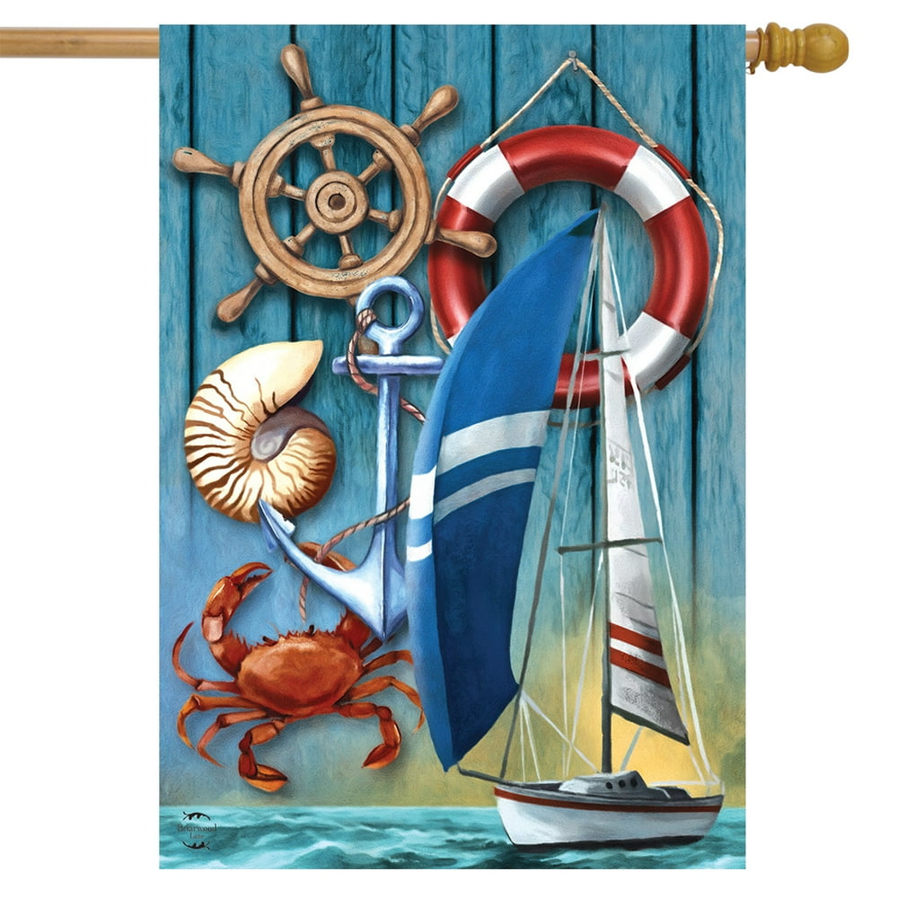 Nautical Adventure Summer House Flag Sailboat Crap 28" x 40" Briarwood Lane