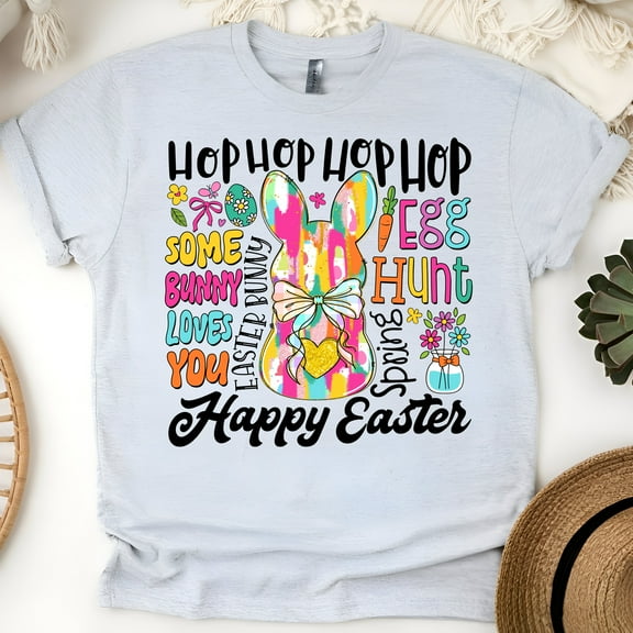 Happy Easter Bunny Egg Hunt Graphic T-Shirt for Women, Available in Sizes S-3XL