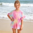 thumbnail image 2 of BOBOGOJP Little Girl Beach Cover Up Dress Ruffle Sleeves Scale Swimsuit Cover Up Kids Bathing Suit Pink for Size 6-7 Years, 2 of 9