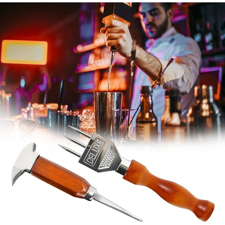 Viski 3 Pronged Ice Pick, Wood Handle Stainless Steel Ice Shaper, Bar &  Cocktail Tools