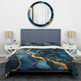 thumbnail image 3 of Designart "Abstract Marble Mosaic in Gold and Sapphire Blue IV" Abstract Bedding Covert Set - Abstract Gold Modern Bed Set With 2 Shams, 3 of 5