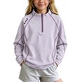 thumbnail image 3 of Amidoa Girls Half Zip Pullover Long Sleeve T Shirts Kids Mock Neck Casual Tops Purple Size 5-6 Years, 3 of 9