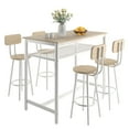 thumbnail image 2 of PAPROOS Bar Table Set of 5, 5 Piece Counter Height Dining Table and Chairs Set for Kitchen Breakfast Nook, Dining Room Pub Bistro Table and Bottom Shelf, Kitchen Table Sets with Chairs, White Oak, 2 of 11