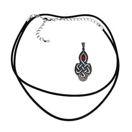 - Pewter Celtic Knotwork Pendant W/ Ruby Red Rhinestone