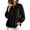 Black, variant on Women's Casual Lantern Sleeve Blouse Long Sleeve Tops V Neck Lapel Ruffle Hem Babydoll Shirts