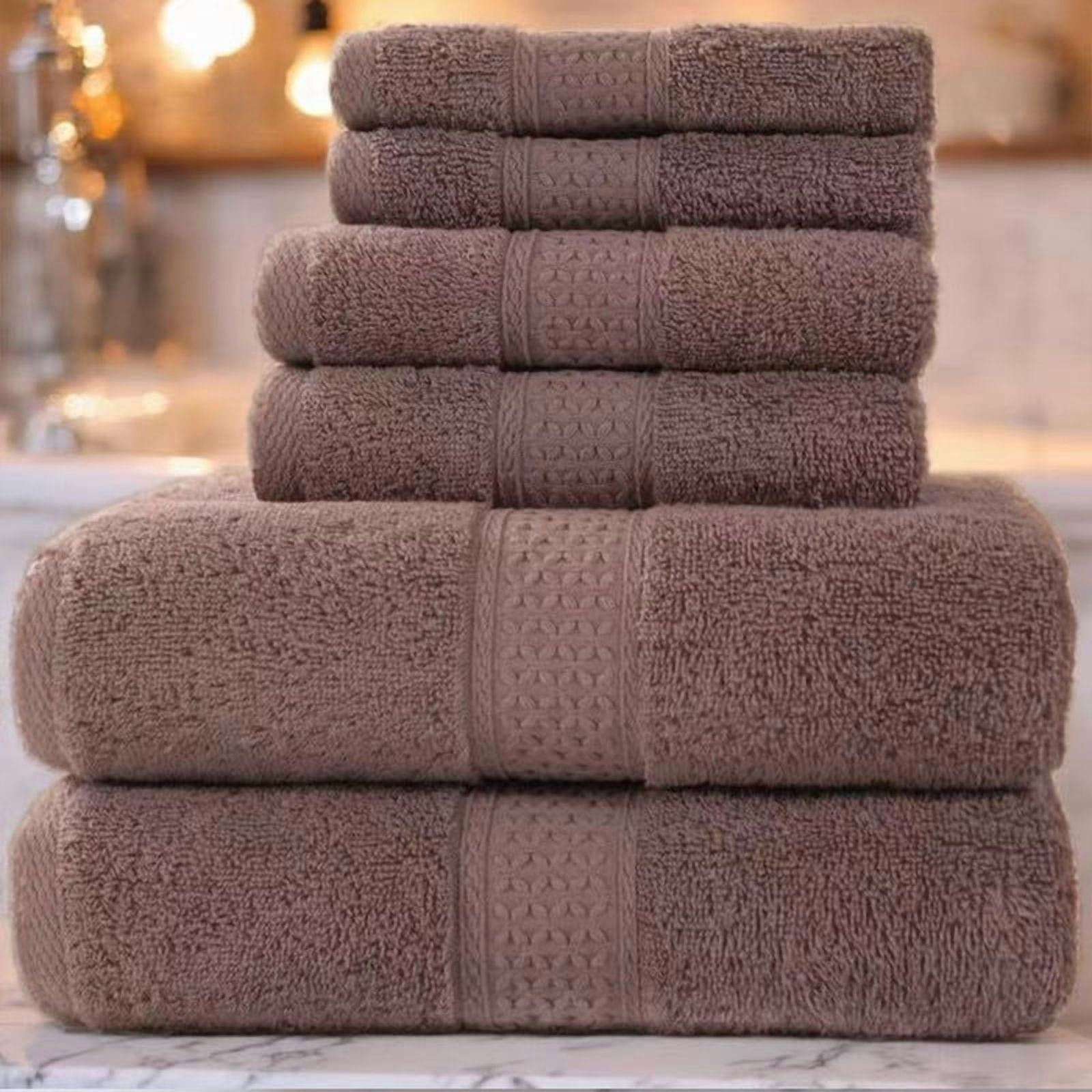 Muddy Cat Towels Luxury Bath Towel Set of 6 Pieces, 100% Turkish Cotton, Ultra Soft & Highly Absorbent for Everyday Use, 2 (700GSM) Bath Towels, 2 Hand Towels, 2Washcloths，Coffee Brown