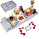 thumbnail image 1 of Bandeja para bañera BESHOF plegable de bambú con soporte para copas de vino, 1 of 7
