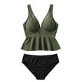 thumbnail image 5 of UPPADA Women 2 Piece Bathing Suit V Neck Cute Tankini Swimsuits with Shorts Two Piece Tummy Control Blouson Tankini with Bottom Beach Tankini Bathing Suits Green Tankini Swimsuits for Women,M, 5 of 5