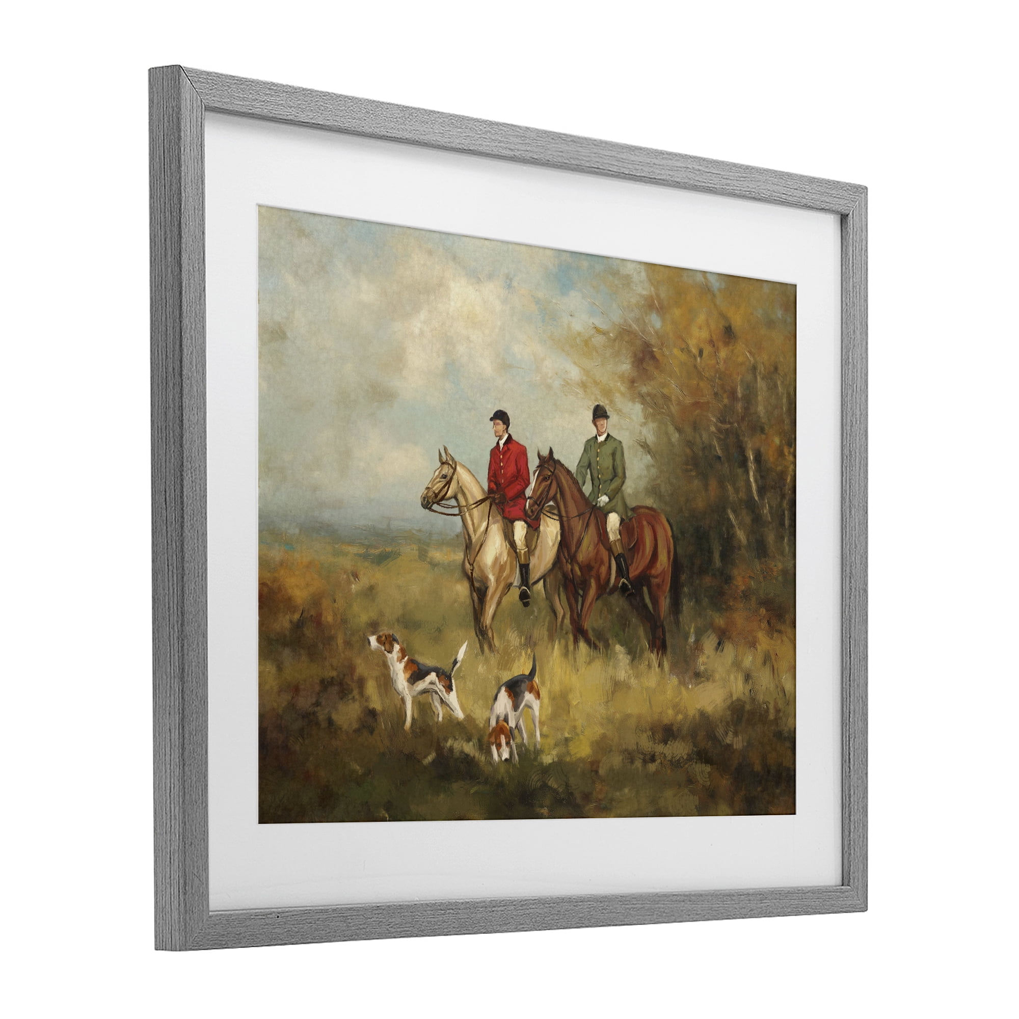 Stupell Industries Autumn Riders with Hounds Gray Framed Print Under Glass, design by Ziwei Li
