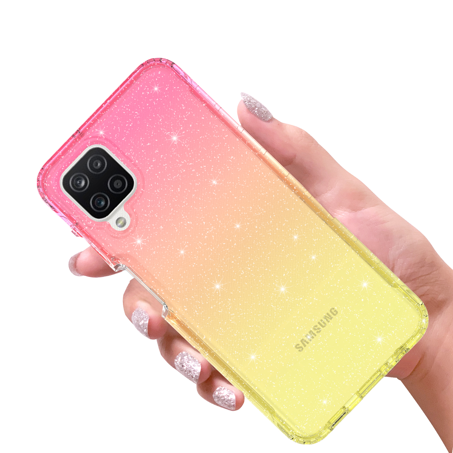 Samsung Galaxy A42 5G Case, Rosebono Hybrid Glitter Sparkle Transparent Colorful Gradient TPU Skin Cover 360 Protection Case For Samsung Galaxy A42 5G (Gold/Pink) - image 3 of 4