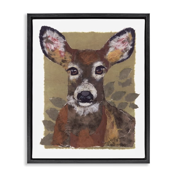 Stupell Industries Eclectic Woodland Deer Black Floating Frame Canvas Art, 17 x 21, by Nancy Overton