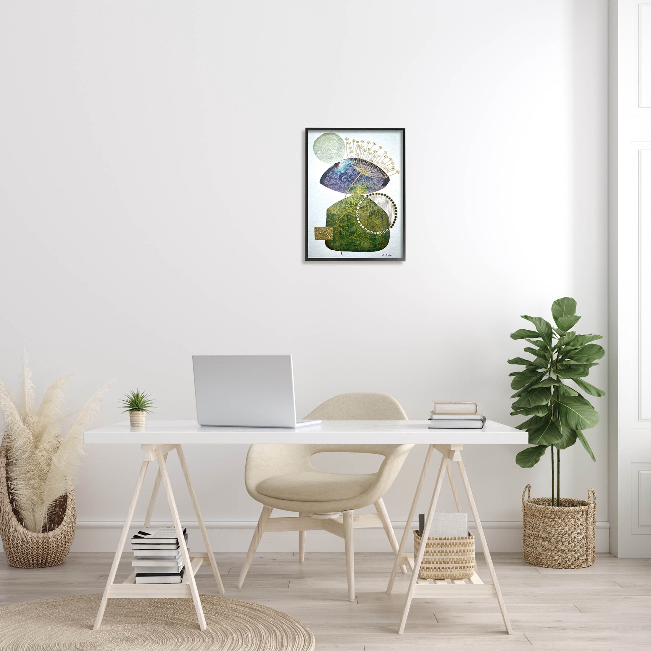 Mossy Botanical Contemporary Nature Abstract Graphic Art Black Framed Art Print Wall Art