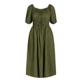 thumbnail image 3 of Time and Tru Women's Ruched Waist Print Midi Dress, Sizes XS-XXXL, 3 of 4