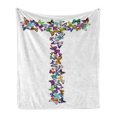 thumbnail image 1 of Letter T Soft Flannel Fleece Throw Blanket, Language of the Springtime Themed Alphabet Design with Butterflies and Letter T, Cozy Plush for Indoor and Outdoor Use, 60" x 80", Multicolor, by Ambesonne, 1 of 6