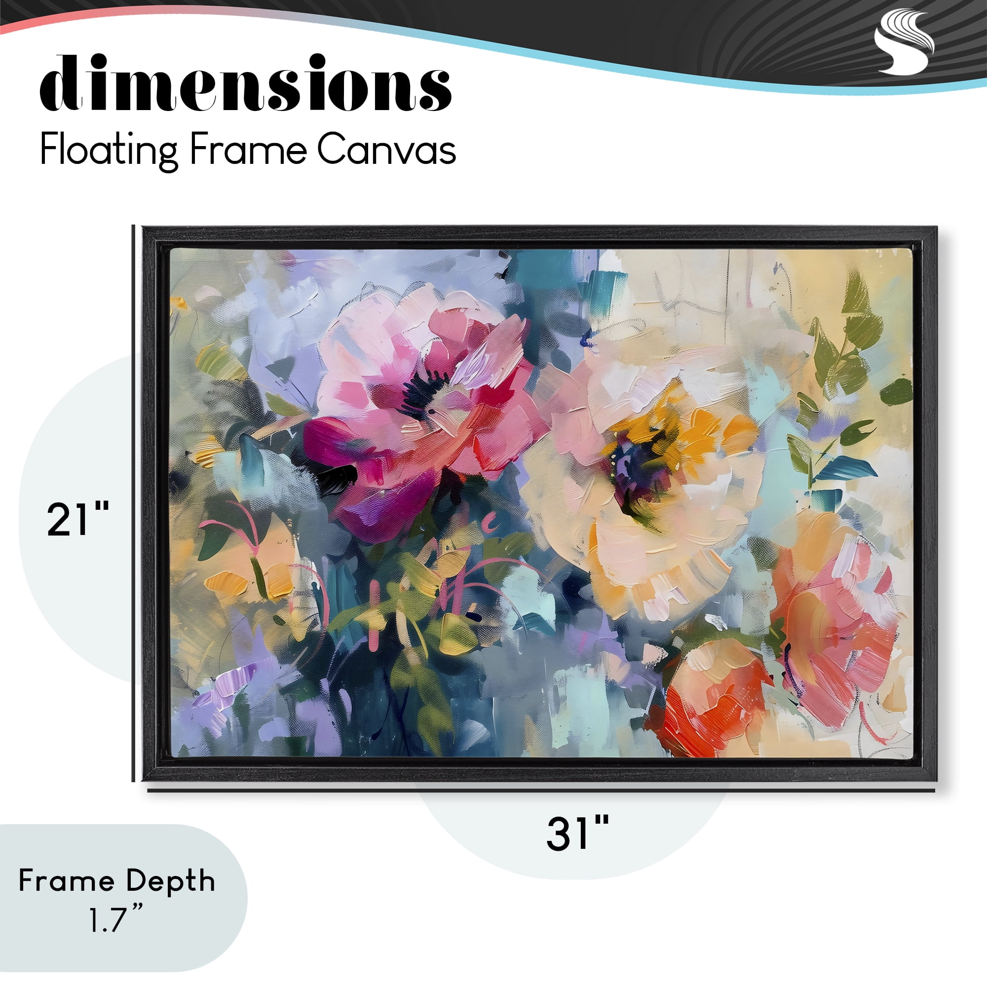 Stupell Industries Vibrant Florals Brushed Abstract Black Framed Floater Canvas Wall Art, design by Creative Studio