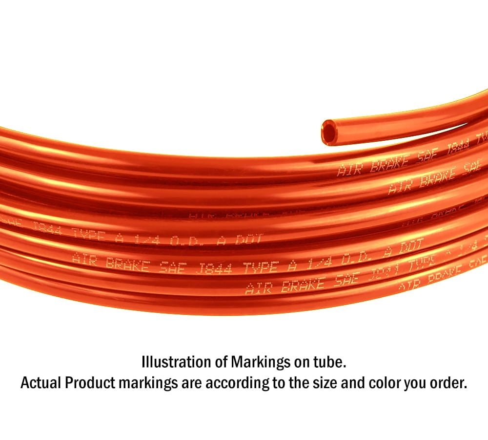 (2 Pack) 3/8" OD x 100' Orange SAE J844 Nylon Air Brake Tubing DOT Approved | Pneumatic Nylon Air Line Hose for Air Brake System
