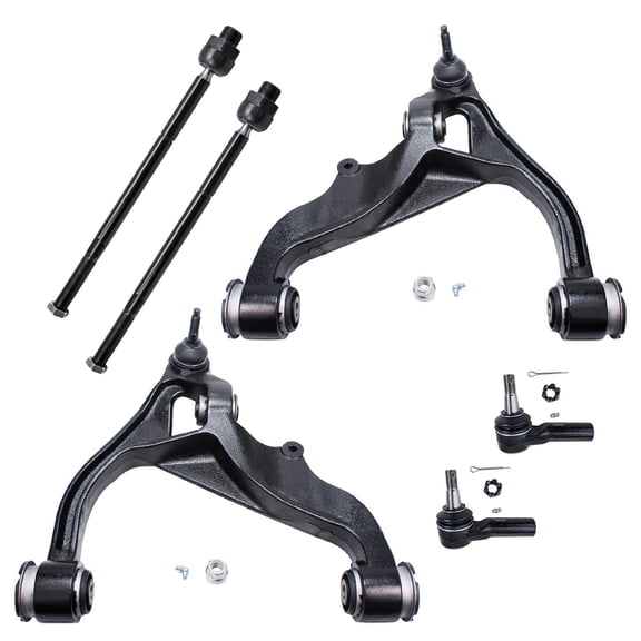 Detroit Axle - 6pc Front End Control Arms Kit for 2006-2010 Dodge Ram 1500, 11-12 Ram 1500, 2 Lower Control Arms w/Ball Joints 4 Outer Inner Tie Rod Ends 2007 2008 2009 2010 2011 2012 Replacement