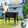thumbnail image 5 of 80 Quart Outdoor Cooler Cart Rolling Ice Cooler Ice Chest with Wheels Portable Drink Cooler for Parties, Poolside, Patio, BBQ Beach（Black）, 5 of 10