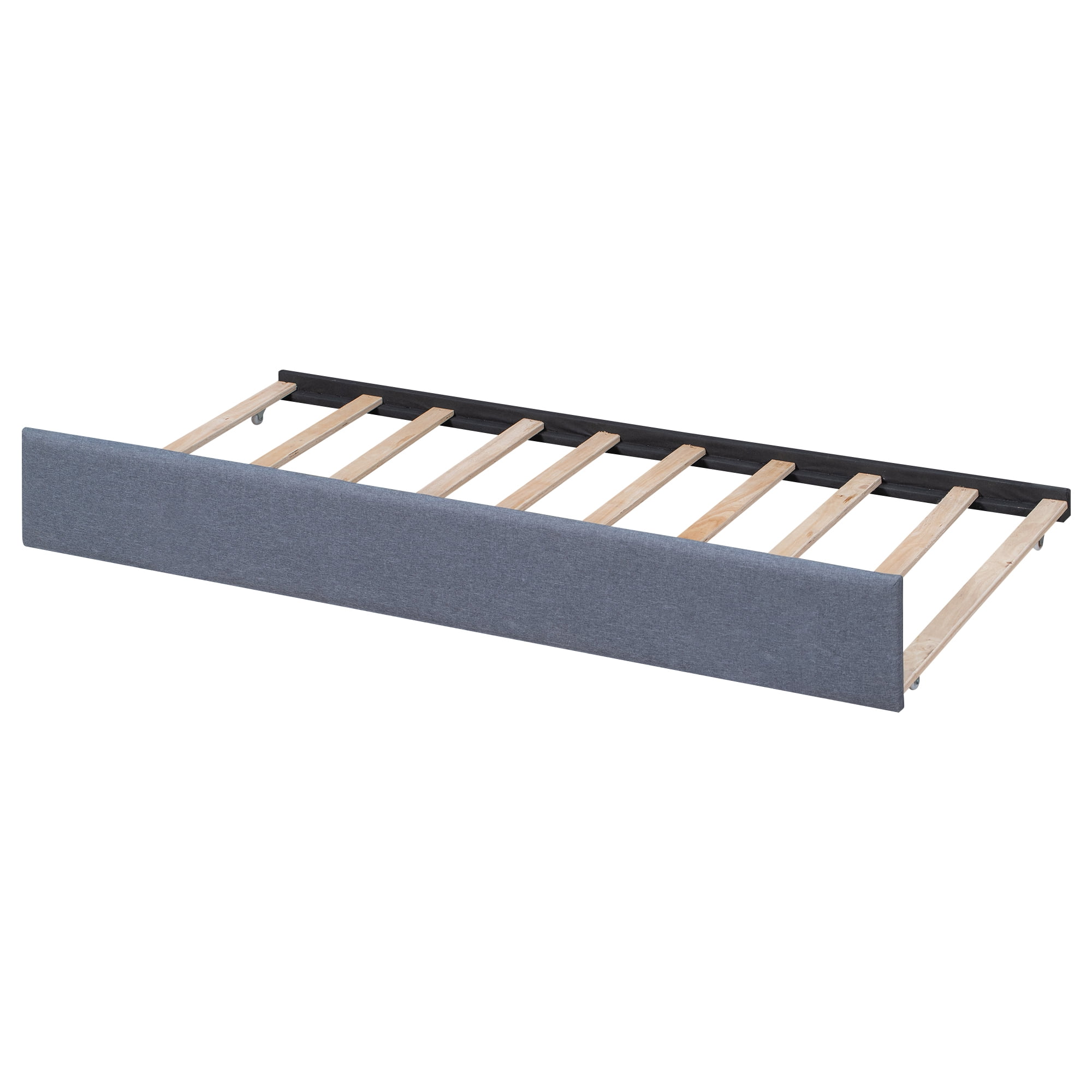 EUROCO Upholstery L-Shaped Twin Platform Bed with Drawers and Trundle,Square Table for Bedroom