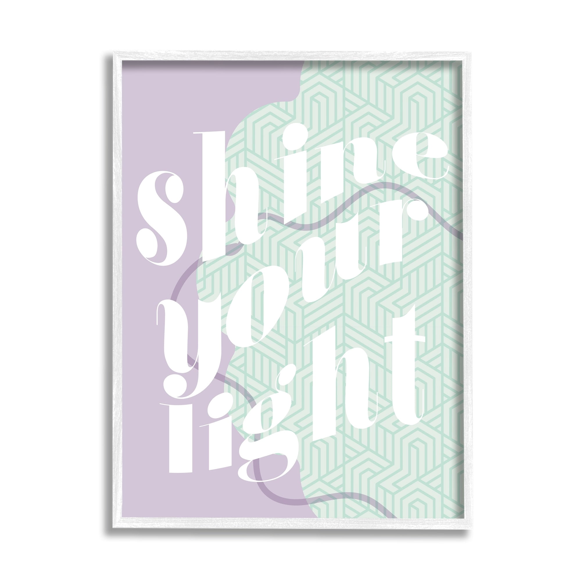 Stupell Industries Shine Your Light Purple & Green Religious Painting White Framed Art Print Wall Art