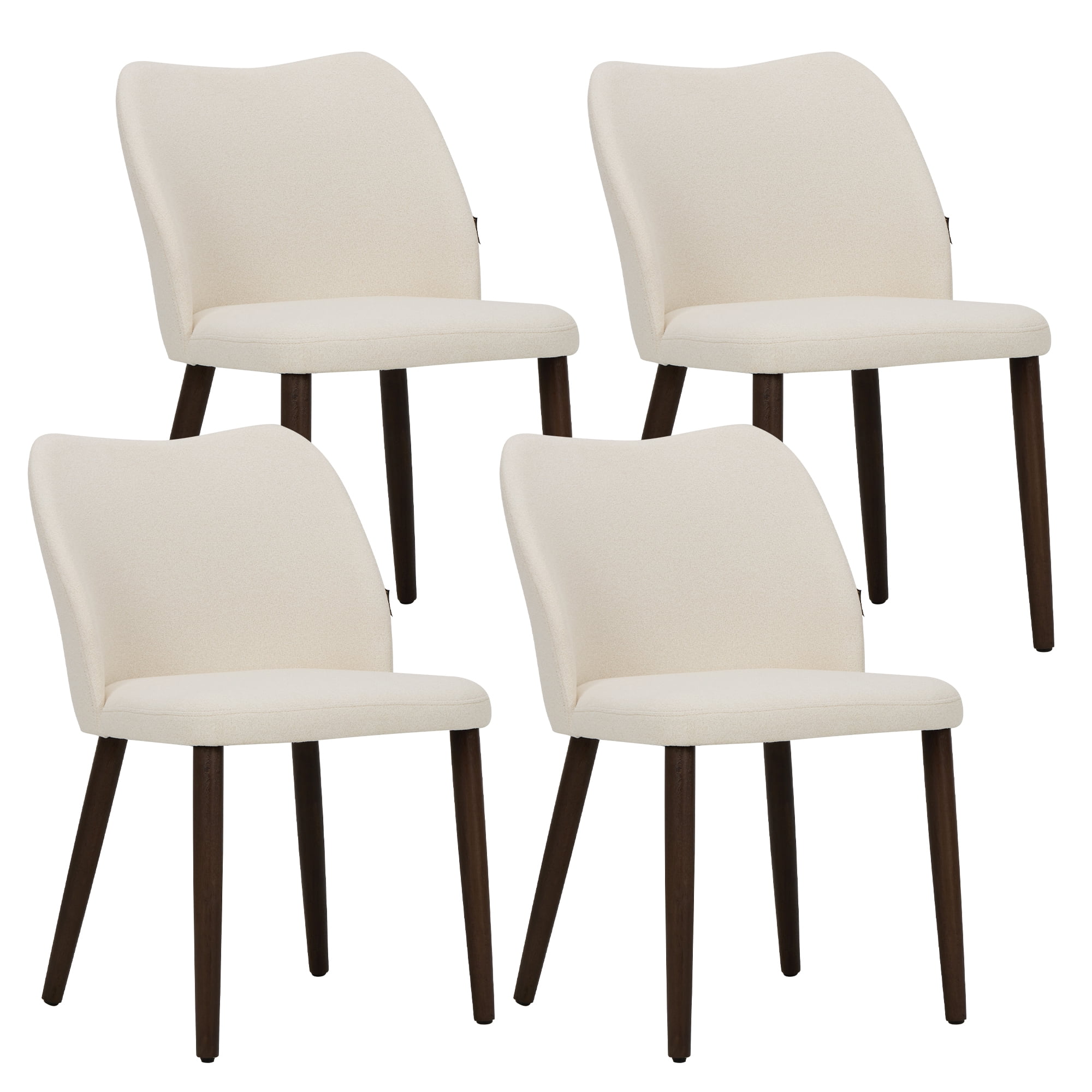 AFO Upholstered Modern Dining Chairs with Wooden Legs, Kitchen Side Chairs for Dining Room, Restaurant and Café, Set of 4, Beige