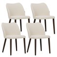 thumbnail image 3 of AFO Upholstered Modern Dining Chairs with Wooden Legs, Kitchen Side Chairs for Dining Room, Restaurant and Café, Set of 4, Beige, 3 of 7