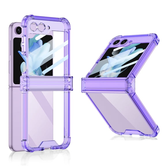 for Samsung Galaxy Z Flip 5 Case with Hinge Protection, Ultra Slim Fit Shockproof Clear Case Durable Phone Cover for Samsung Galaxy Z Flip5 5G,Purple