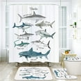 thumbnail image 2 of 4 Pcs  Kids Shower Curtain Sets with Rugs, Toilet Lid Cover and Bath Mat, Cute Cartoon Bathroom Set with 12 Hooks, Waterproof Fabric Kids Shower Curtains for Bathroom Decor, 2 of 9
