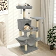 thumbnail image 2 of Costway 58" Tall Multi-level Cat Tree with Upholstered Perch & Cat Condo, Comfy Hammock Light Gray, 2 of 10