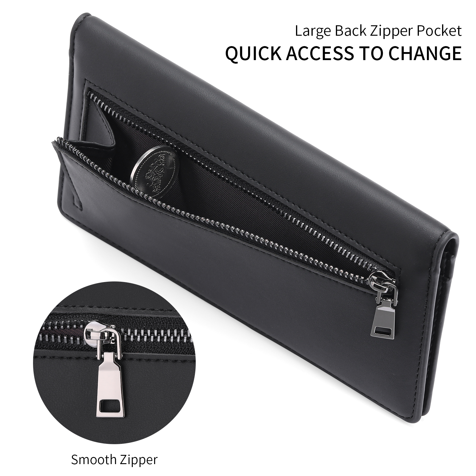 GAEKEAO Women's Slim Leather Bifold Wallet RFID Blocking photo 5