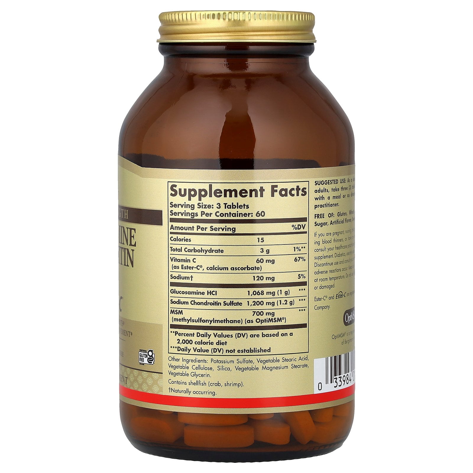 Solgar Glucosamine Chondroitin MSM with Ester-C®, 180 Tablets