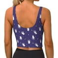 thumbnail image 3 of Haiem Astronaut Rabbit Pattern Womens Sports Bra - U Neck Padded Low Impact Yoga Bra Workout Crop Top Gym Moisture-Wicking Workout Vest -, 3 of 9