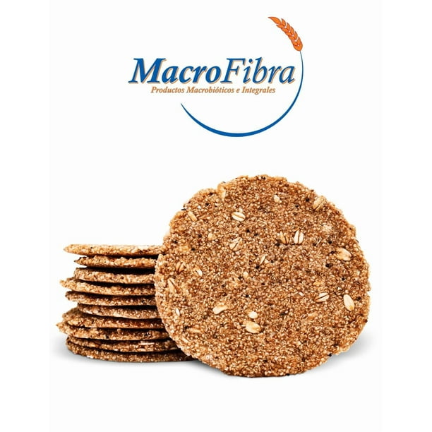 Galleta Oblea Avena Amaranto Almendra Macrofibra Integral Reducido en Azucar Vegano sin Gluten sin Lactosa Macrobiotico E Integral 3 Botes c/12 Pzas