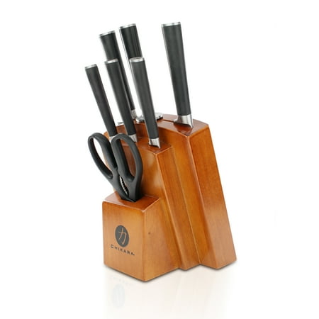 - Ginsu Gourmet Chikara Series Forged 8-Piece Japanese Steel Knife Set, Cutlery Set with 420J Stainless Steel Kitchen Knives, Finished Hardwood Block, COK-KB-DS-008-3